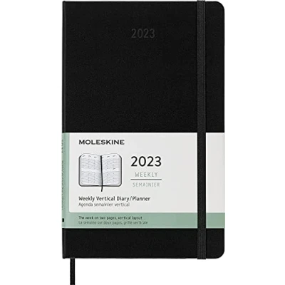 Image de Moleskine Agenda Hebdomadaire 2023, Semainier 12 Mois Avec Mise En Page Horizontale, Horizontal, Couverture Rigide, Grand Format 13 X 21 Cm, Couleur Noir