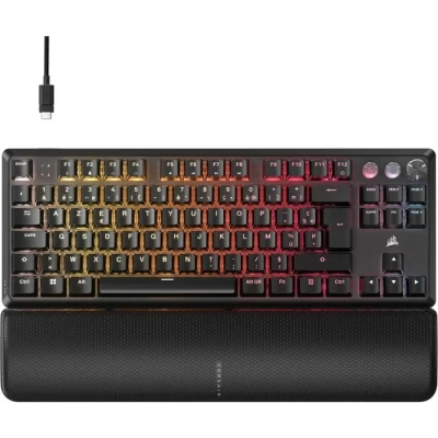 Image de Corsair K70 Pro TKL RGB Clavier de Jeu Filaire Magnétique Mécanique Interrupteurs Ajustables MGX Hyperdrive Pré Lubrifiés Déclenchement Rapide Taux d’Interrogation 8 000 Hz AZERTY Noir