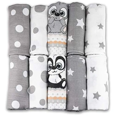 Image de FENSILO Langes Coton Bébé Lange En Mousseline de (Lot 10) MADE IN EU Bebe 70 x 80 cm