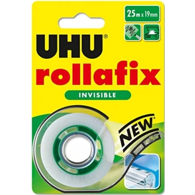 Image de UHU Rollafix invisible Ruban adhésif, invisible, transparent, sans solvants, dévidoir avec recharge 25 m x 19 mm