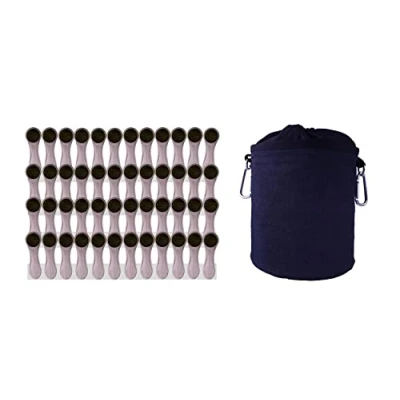 Image de Pinces à Linge avec Pince en matière Douce et adhérente + Sac argentées/Sac Noir 48