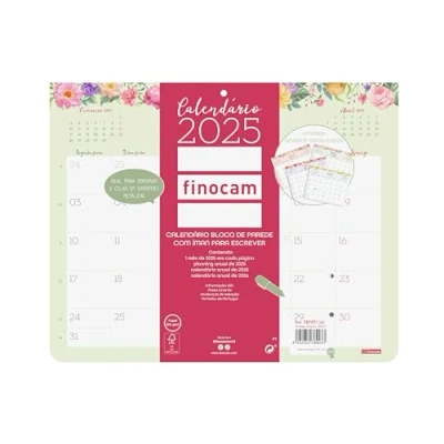 Image de Finocam Calendrier mural avec aimant pour écrire 2025 mois vue janvier décembre (12 mois) Portugais