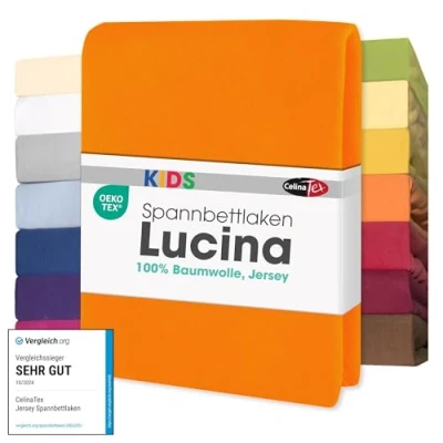Image de CelinaTex Lucina bébé Enfants Drap Housse Berceau Lite Enfant Coton 2er Set 60x120 70x140 cm Orange