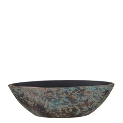 Image de Pot de fleurs Clemente terre cuite ovale cuivre MICA DECORATIONS 48 x 19 15 cm Rond Blanc