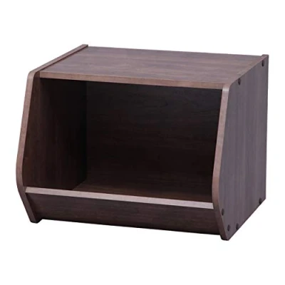 Image de Iris Ohyama, Étagère, Boîte de rangement en bois, Meuble d&#039;appoint, Multifonctionnel, Empilable, Design, Solide, Bureau, Chambre, Salon Stack Box STB 400 Marron Clair