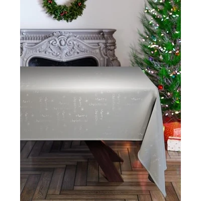 Image de Emma Barclay Nappe de Noël rectangulaire Lavable en Machine Rouge avec Motif Flocon Neige argenté 127 x 178 cm