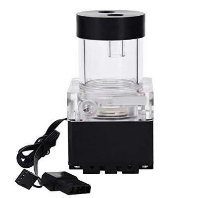 Image de Réservoir de Refroidissement Par L&#039;eau 800L / H avec 4 mètres Tête Pompe LED Indicateur Puissance G1 Filetage Rapide à eau Radiateur 8W 7V pour Ordinateur(noir 12cm)