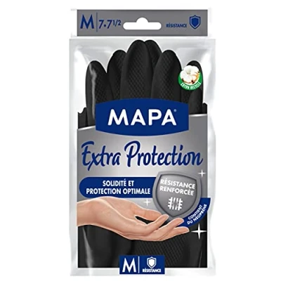 Image de MAPA Extra Protection Gants de Ménage en Latex Résistance Renforcée Solidité et Optimale Tous types travaux 1 paire Taille M