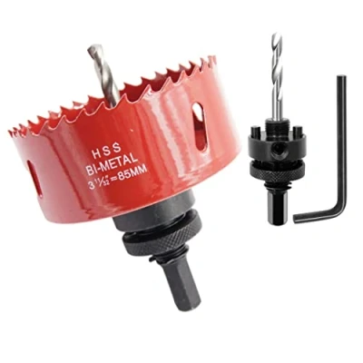 Image de Scie cloche 85mm, LAIWEI A2 mèche à arbre pour usage intensif, foret 4341,outil de perçage percer des trous dans différents types bois, aluminium, PVC, etc.