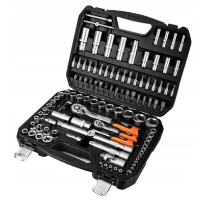 Image de NEO TOOLS Jeu de clés 108 éléments 1/2&quot;, 1/4&quot;, clé à douille, fabriquée dans une valise, acier CrV, y compris: clés, cliquet, boutons, rallonges, poignées