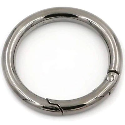 Image de 2 pièces d’anneaux de porte clés avec déclenchement à ressort , noir, 16mm