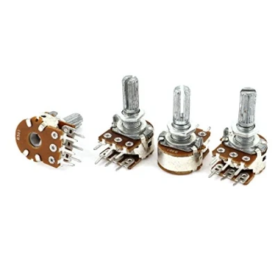 Image de sourcing map 4pcs 50K Ohm Linéaire Double Potentiomètre Cône Rotatif 20 mm Arbre B Type