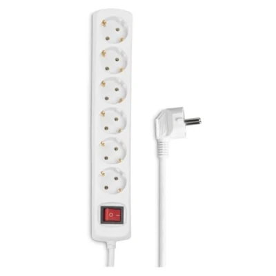 Image de Hama Multiprise 6 prises 16A avec Interrupteur (Rallonge multiprises 1.4m, Bloc Type F Schuko, 3680W max, Idéal Bureau PC luminaires, Atelier, Meuble TV, Garage) Blanc
