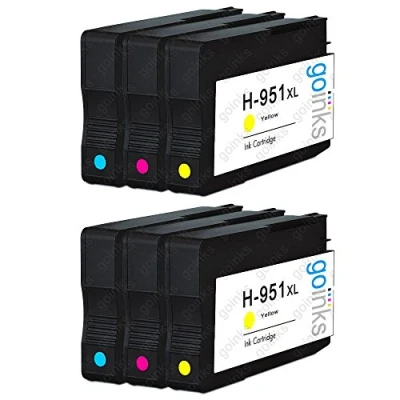 Image de 2 Go Inks C/M/Y Ensemble de 3 Cartouches d&#039;encre à remplacer HP 951 Compatible/Non OEM pour Photosmart Imprimantes (6 Encres)