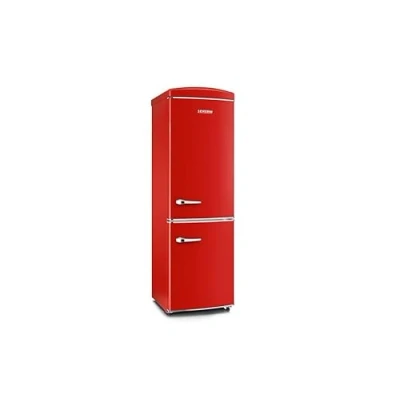 Image de Severin Réfrigérateur Congélateur combiné Total NoFrost, Pose libre, Largeur 60 cm, 315 L, Classe E, Veggibox inclus, Rétro, Rouge, RKG 8997
