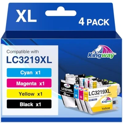 Image de KINGWAY LC3219XL Cartouche d&#039;encre Compatible pour Brother LC3219 LC 3217 avec MFC J5335DW J5330DW J6930DW J5730DW J6530DW J5930DW J6935DW (Noir Cyan Magenta Jaune)