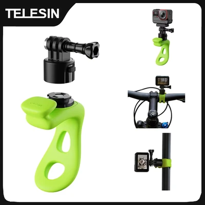 Image de TELESIN Bande de fixation flexible à dégagement rapide pour guidon vélo, accessoire montage caméras d&#039;action (GoPro, Insta360, DJI) (Vert, libération rapide)