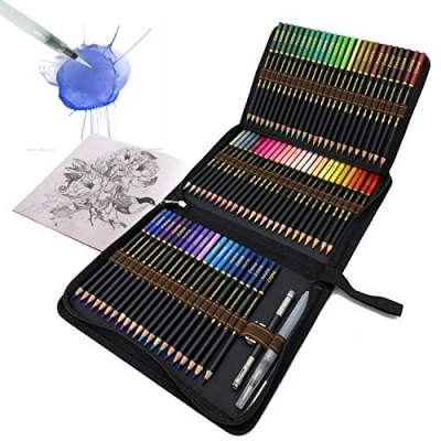 Image de TVGO 72 Crayons Aquarellables, de couleur aquarellables avec système anti casse, Utilisables à sec ou l&#039;eau, idéal coloriage pour les artistes, Adulte, enfants