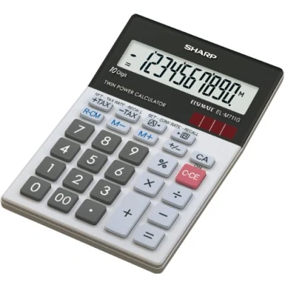 Image de Sharp Calculatrice EL m711g, Pile/Solaire, 100 x 151.5 33 mm, Noir/Blanc ELM711GGY