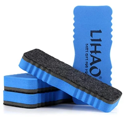 Image de LIHAO 4 x Brosse Effaceur Magnétique pour Tableau Blanc Nettoyage, Fournitures de Bureau Légères et Durables