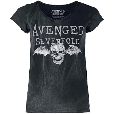 Image de Avenged Sevenfold Deathbat Femme T Shirt Manches Courtes Noir M 100% Coton Regular/Coupe Standard