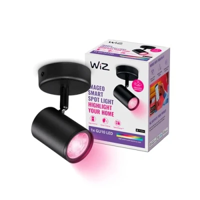 Image de WiZ Spot Connecté Wi FI couleur IMAGEO 1x5W 2200 6500K, Noir, fonctionne avec Alexa, Google Assistant et Apple HomeKit