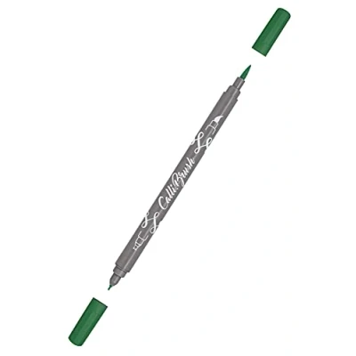 Image de Online 19058/6 Calli. Brush, double Tip Pen avec côté calligraphie et pointe pinceau, Dark Green