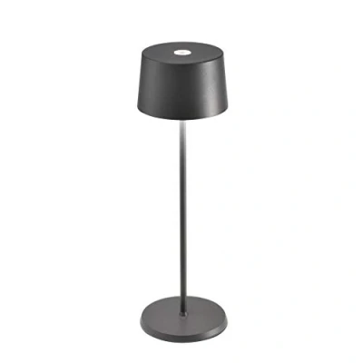 Image de Zafferano Olivia Lampe de Table LED à intensité Variable, Protection IP65, Utilisation intérieure/extérieure, Chargeur Micro USB, H35,5 cm, Prise UE Gris Foncé