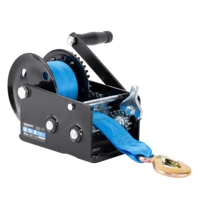 Image de Güde Treuil de sangle GGHW 900/8 (force traction maximale 900 kg, longueur 8 m, largeur 5 cm, crochet charge avec ouverture goutte, levier verrouillage, manivelle