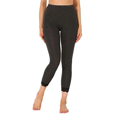 Image de Merry Style Leggings pour femmes 7/8 Confortables avec dentelle en viscose MS10 342 (Mélange Foncé,S)