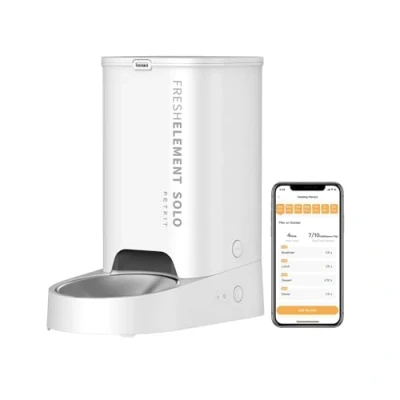 Image de PETKIT Distributeur Automatique pour Chats et Chiens,2.4G WiFi 3L Mangeoire Automatique, Connecté App,avec Bol en Acier Inoxydable,Jusqu&#039;à 10 Repas par Jour,Double Alimentation d&#039;énergie(Blanc Pâle)