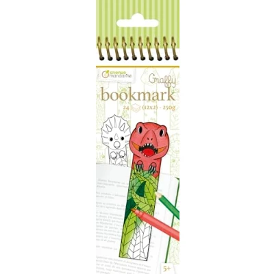 Image de Avenue Mandarine Carnet de coloriage à spirale 24 marques pages colorier (12 designs x 2) papier 250g Dinosaures A partir 5 ans Graffy Bookmark, GY145C