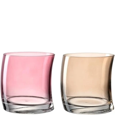 Image de Leonardo Swing 70701 Lot de 12 verres à eau, lavables au lave vaisselle, forme incurvée, rouge/beige, 250 ml