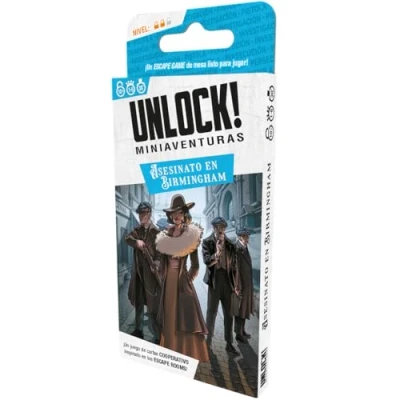 Image de Space Cowboys Unlock ! Mini Aventures Assassinat à Birmingham Jeu De Cartes Escape Room A partir 10 Ans 1 6 Joueurs 30 45 Minutes par Partie Espagnol