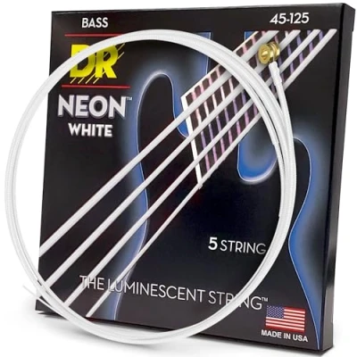 Image de DR Strings HI DEF NEON™ cordes de basse couleur blanche : 5 moyennes 45 125