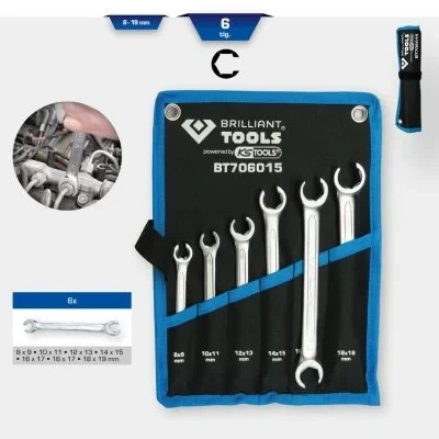 Image de BRILLIANT TOOLS BT706015 Jeu de clés à tuyauter, 6 pcs, 8 19 mm [Powered by KS TOOLS]