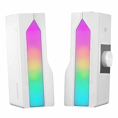 Image de Mars Gaming MSDUOW, Barre de Son + Haut parleurs 2.0, RGB Mesh, Bluetooth 5.0 et Jack, DSP 15W, Blanc