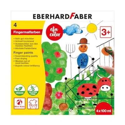 Image de Eberhard Faber 578804 Peinture au doigt EFA Color, 4 couleurs de 100 ml, enfants non toxique