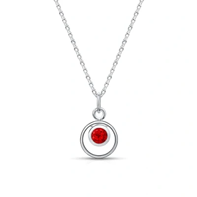 Image de Amberta Lumini Collier avec Pendentif Pierre de Naissance Simulée en Argent Sterling 925 pour Femme: Juillet Imitation Rubis Zircon Cubique