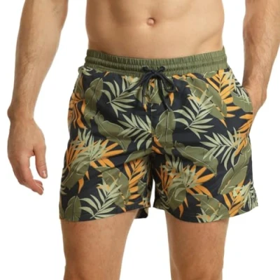 Image de Ript Performance Hommes Essentials Short de Bain à séchage Rapide avec Protection Solaire UV 50, Imprimé Jungle Marine/Vert, L