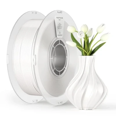 Image de PLA Silk Filament 1,75mm kexcelled, Surface en Soie, Brillance soyeuse, High Tenacity, Upgrade 3D Printing Filament, Précision Dimensionnelle +/ 0,03mm, Bobine de 1kg (2,2lbs), Blanc