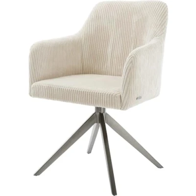 Image de Chaise pivotante Greg Flex côtelé beige pied croisé large grafiete pivotement sur 360 fonction bascule ressorts ensachés
