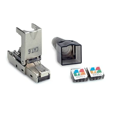 Image de Fiche RJ 45 CAT.6 (classe E) VALUE argent STP 8 fils pour câble massif et multibrins