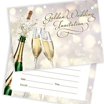 Image de Olivia Samuel Lot de 20 invitations d&#039;anniversaire d&#039;or Ready to Write Enveloppes incluses