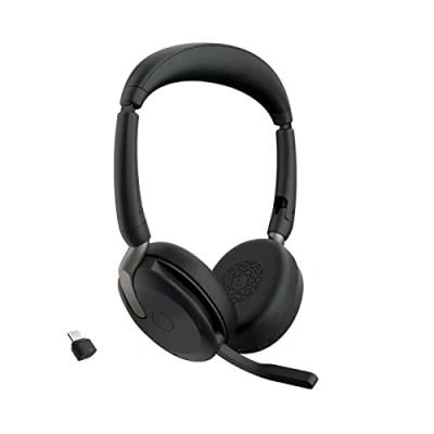 Image de Jabra Evolve2 65 Flex Micro Casque stéréo sans Fil Bluetooth avec Technologie à réduction de Bruit ClearVoice et ANC Hybride Compatible Les principales Plateformes UC Noir