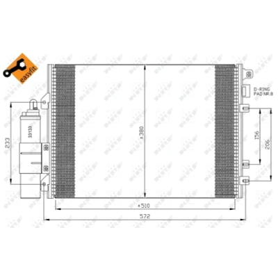 Image de NRF EASY FIT 35967 Condenseur De Clim avec déshydrateur, bague d&#039;étanchéité 11,8 8,6 Aluminium 510 RENAULT: Kangoo I, I Express