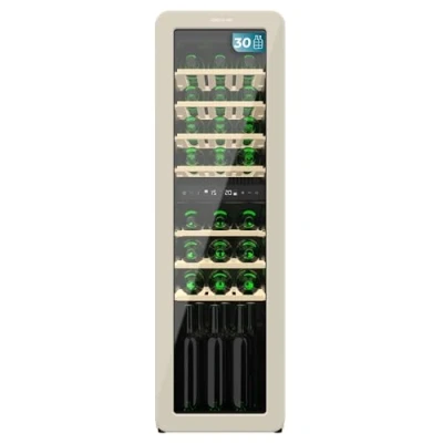 Image de Cecotec Cave a vin 30 Bouteilles Bolero GrandSommelier Origin Duo Hit Beige. à rétro, beige, bouteilles, double zone 5 12 ºC et 20 ºC, NoFrost, LED