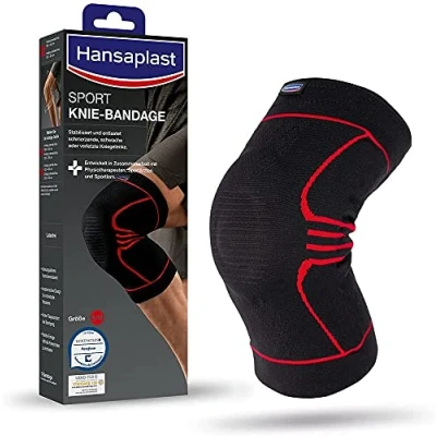 Image de Hansaplast Genouillère de sport qui stabilise et soutient l&#039;articulation, bandage avec insert rotulien aide à soulager la rotule, taille S/M