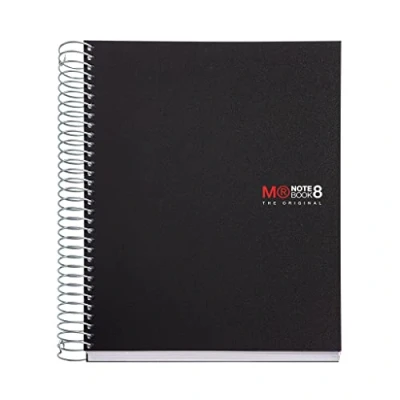 Image de Miquelrius Carnet de notes A5 The Original, 8 bandes couleur, Couverture polypropylène opaque, Format 148 x 210 mm, Perforation 2 trous, 200 feuilles 70 g/m², Grille 5 Couleur Noir