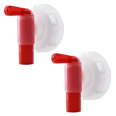 Image de Lot de 2 robinets dosage DIN61 robinet d&#039;écoulement / doseur pour Bidon 15 à 60 litres blanc/rouge (filetage DIN 61)